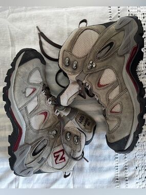 New Balance 1201 Taupe & Red Trail Boots with Vibram soles.